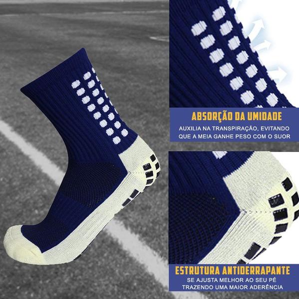 Imagem de Meia Trusox Antiderrapante Esportiva Kit 2 Pares cores Azul Marinho e Branca