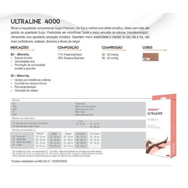 Imagem de Meia Venosan Ultraline 4000 Alta Compressão AD 30-40 Mmhg 3/4 Cor Bege Tamanho M