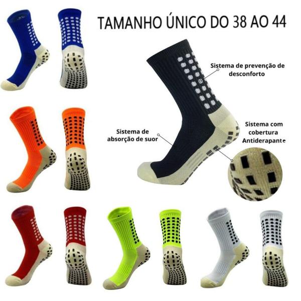 Imagem de Meias Antiderrapante Esportivas Hidroginástica Futebol Pilates Com Kit com 3 Pares