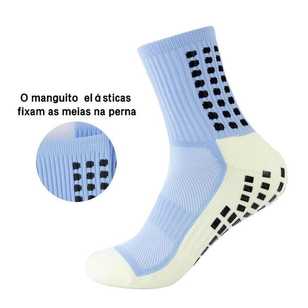 Imagem de Meias Antiderrapante Esportivas Hidroginástica Futebol Pilates Com Kit com 3 Pares