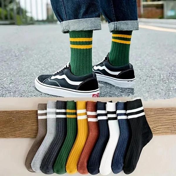 Imagem de Meias Atléticas Masculinas - 5 Pares - Estilo Vintage e Outono/Inverno