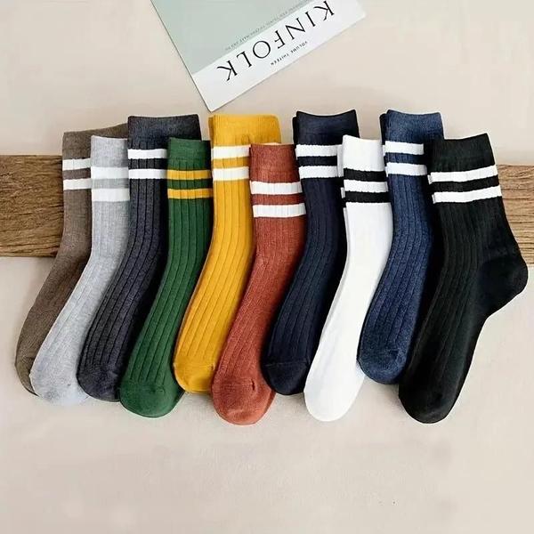 Imagem de Meias Atléticas Masculinas - 5 Pares - Estilo Vintage e Outono/Inverno