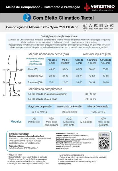 Imagem de Meias Compressão 20 A 30Mmhg Aberta 3/4 Venomed Tromb1300