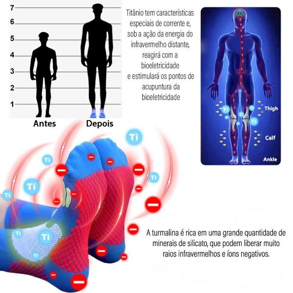 Imagem de Meias Compressão Corrida Micro Fibras Titânio Infravermelho Íons Negativos Highersocks Meia do Crescimento Respirável