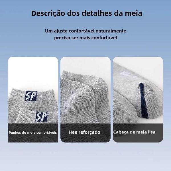 Imagem de Meias Curtas Masculinas (5 Pares) - Primavera/Verão - Estilo Esportivo e Moderno