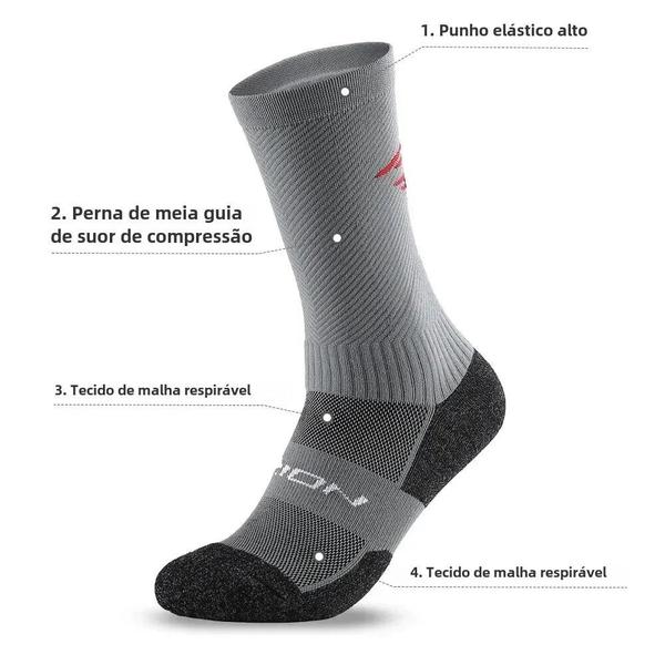 Imagem de Meias de Ciclismo Masculinas de Meia Panturrilha - Absorventes de Umidade para MTB e Caminhada