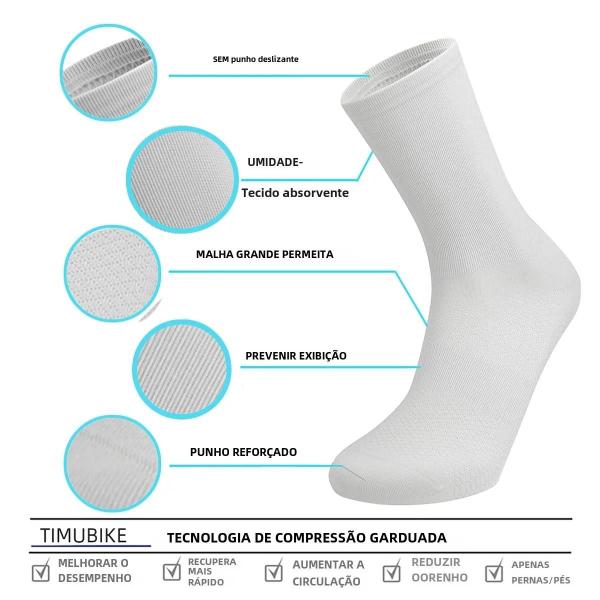 Imagem de Meias de Compressão Leve para MTB, Bicicleta, Caminhada e Corrida - Unissex e Antiderrapantes