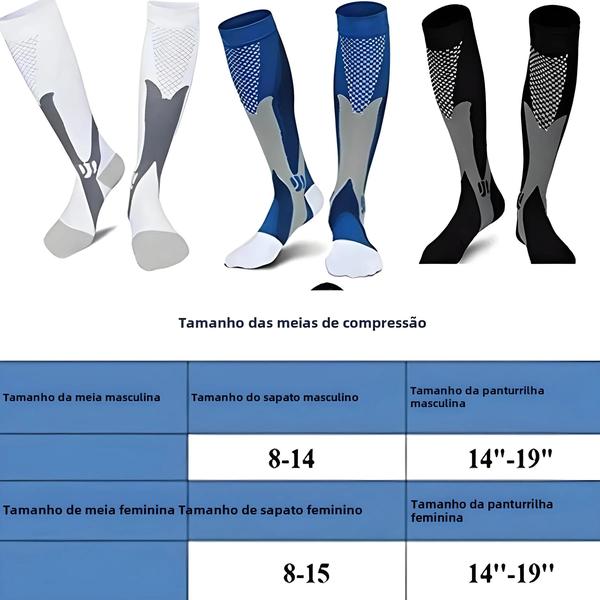 Imagem de Meias de Compressão Masculinas 30-40 mmHg - 2 Pares para Varizes, Corrida e Futebol