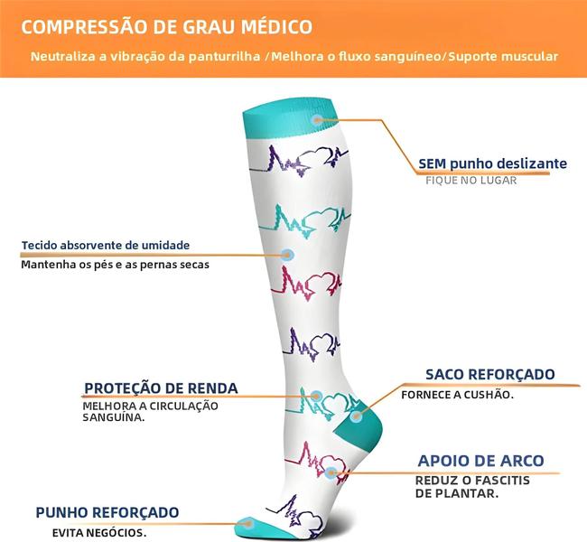 Imagem de Meias De Compressão Masculinas Para Edema, Diabetes, Varizes, Esporte, Corrida Ao Ar Livre