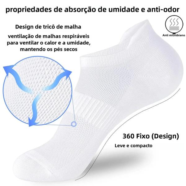 Imagem de Meias de Esporte Unissex - Pacote com 5 ou 10 Pares - Algodão Macio