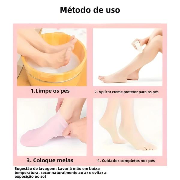 Imagem de Meias de Gel de Silicone Hidratantes para Pés Secos e Rachados - 2 Pares