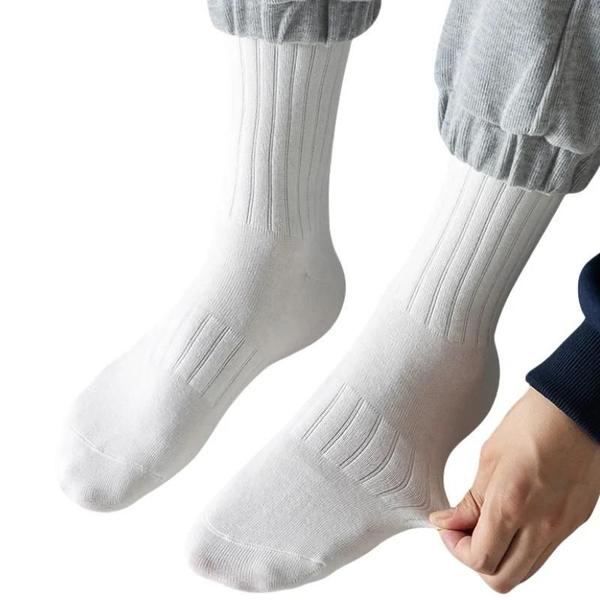 Imagem de Meias Esportivas Casuais Respiráveis De Cor Sólida Masculina 5 Pares De Algodão Tubo Médio Harajuku