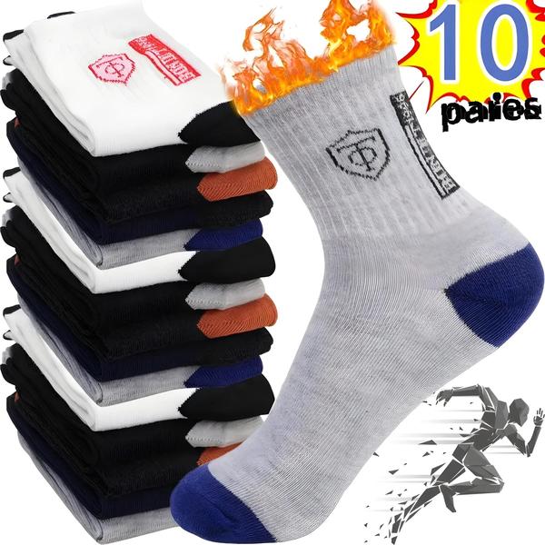 Imagem de Meias Esportivas De Fibra De Bambu De Algodão Respirável Masculino 10 Pares Desodorante De Absorção