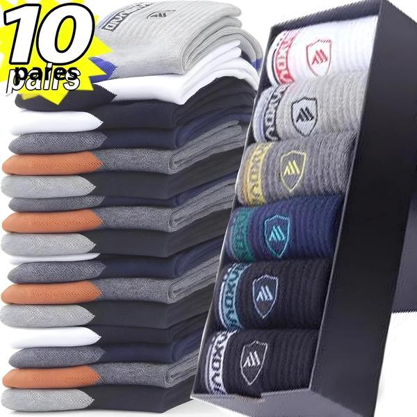 Imagem de Meias Esportivas De Fibra De Bambu De Algodão Respirável Masculino 10 Pares Desodorante De Absorção