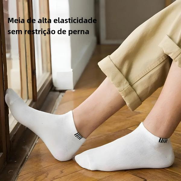 Imagem de Meias Esportivas Listradas Unissex - 5 Pares - Conforto para Todas as Estações