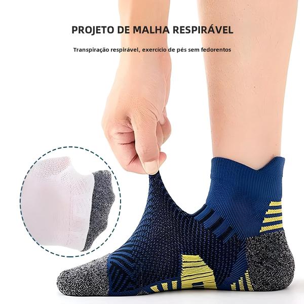 Imagem de Meias Esportivas Masculinas - 5 Pares de Algodão Respirável para Corrida e Treinamento