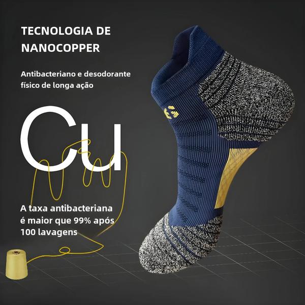 Imagem de Meias Esportivas Masculinas Antibacterianas com Fibra de Cobre Nano - Para Corrida