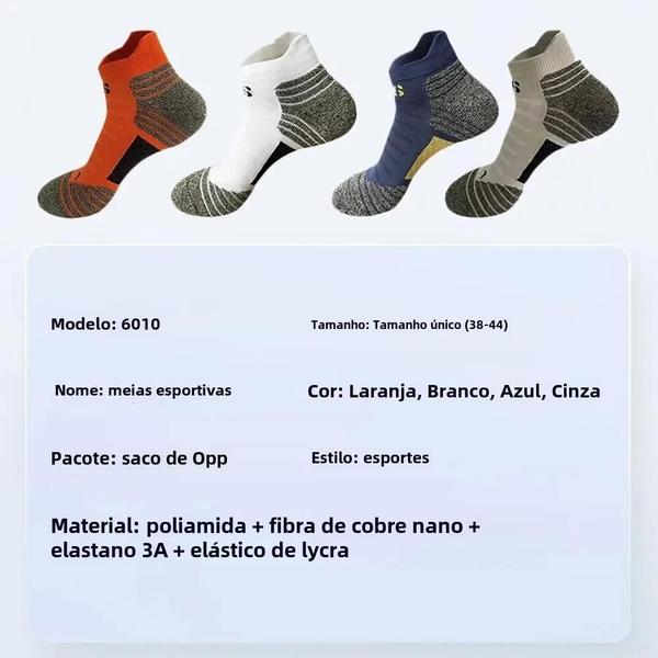 Imagem de Meias Esportivas Masculinas Antibacterianas de Fibra de Cobre Nano - Ideal para Corrida, Escalada e Ciclismo