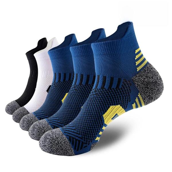 Imagem de Meias Esportivas Respiráveis Masculinas 5 Pares De Algodão Para Corrida, Treinamento De Basquete,