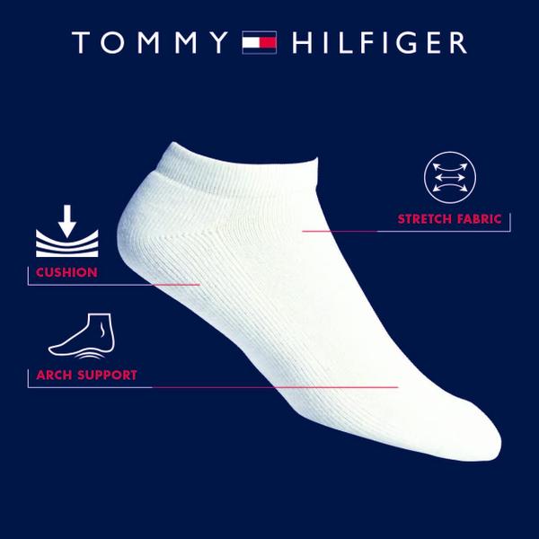 Imagem de Meias esportivas Tommy Hilfiger, almofada de corte baixo para homens de 7 a 12 anos (pacote com 6)