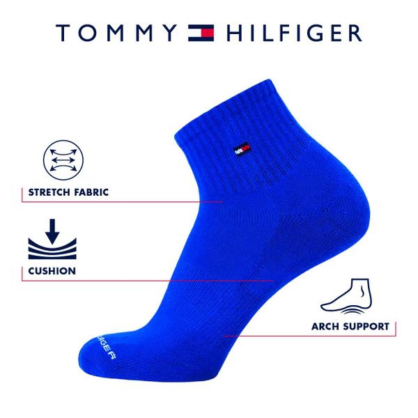 Imagem de Meias esportivas Tommy Hilfiger, almofada masculina, corte em um quarto, pacote com 6