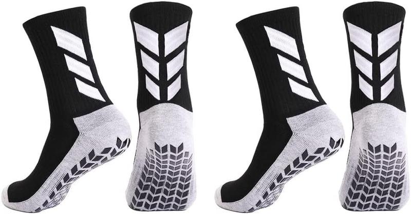 Imagem de Meias Grip Socks MENDENG Socks antiderrapantes para homens, pretas, pacote com 2