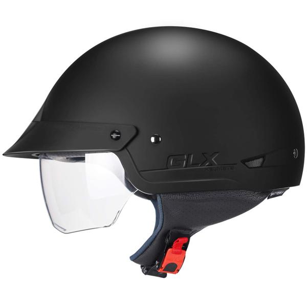 Imagem de Meio capacete para motocicleta GLX M14 Cruiser com viseira colorida preta M