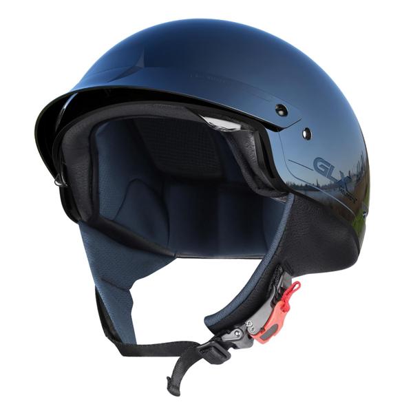 Imagem de Meio capacete para motocicleta GLX M14 Cruiser com viseira colorida preta