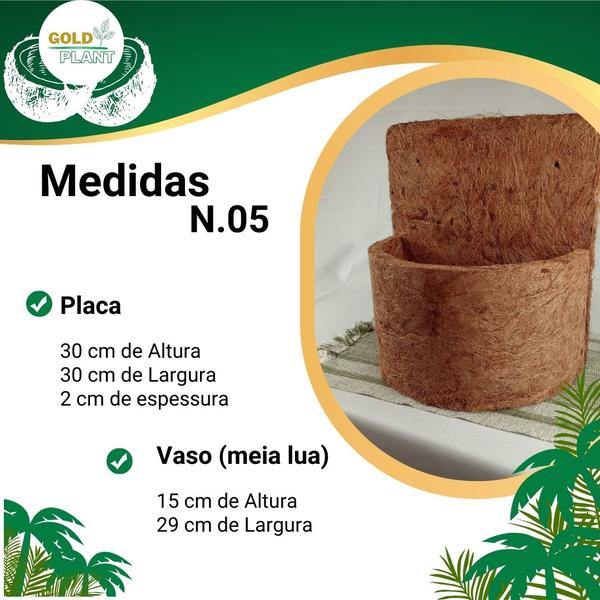 Imagem de Meio vaso com Placa Fibra de coco ecológico tipo xaxim  N5  - 29cm Gold Plant