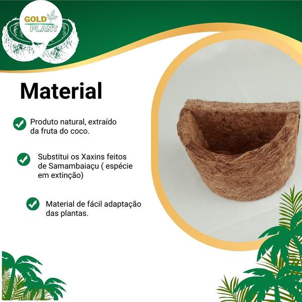 Imagem de Meio vaso de fibra de coco ecologico tipo xaxim N2 diametro 17cm Gold Plant