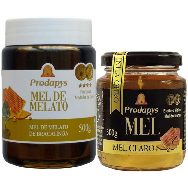 Imagem de Mel Melato de Bracatinga 500g e Mel Claro Puro 300g