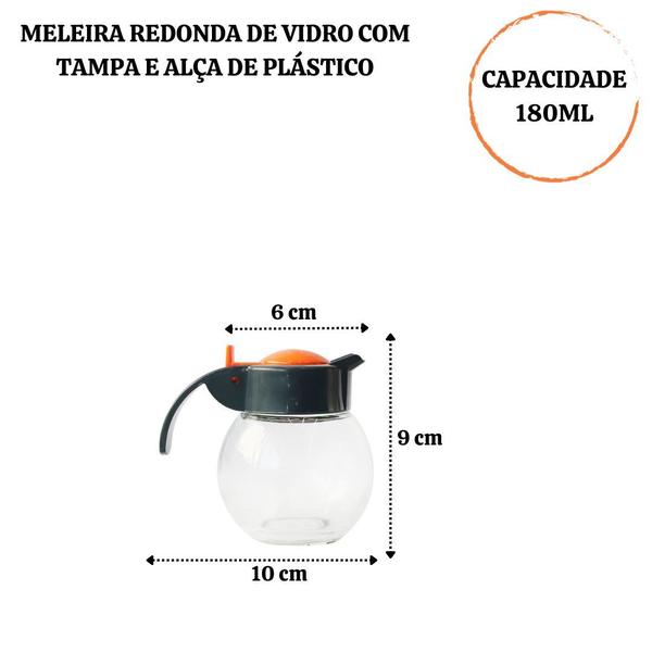 Imagem de Meleira de vidro com tampa e alça de plástico 180 ml