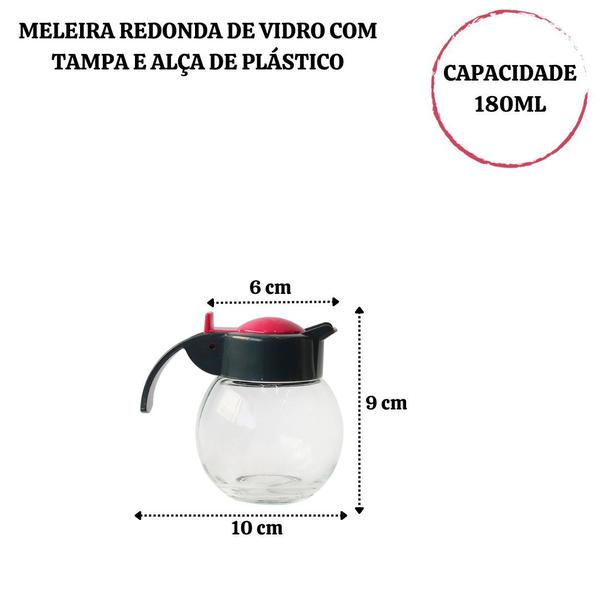 Imagem de Meleira de vidro com tampa e alça de plástico 180 ml