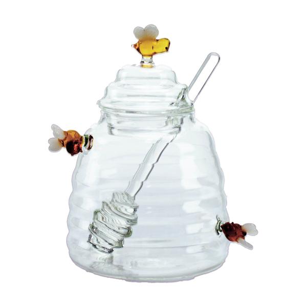 Imagem de Meleira de Vidro com Tampa e  Pegador Lovely Bee 470ml Lyor