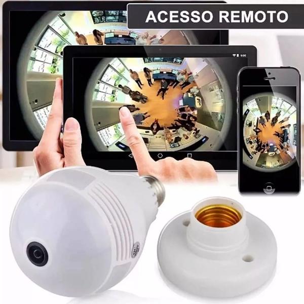 Imagem de Melhor Camera Ip Seguraca Lampada 360 Vr Espia Wifi V380