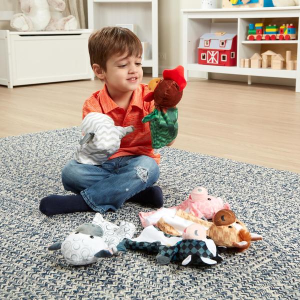 Imagem de Melissa &amp Doug Barn Buddies Hand Puppets, Set of 6 (Vaca, Ovelha, Cavalo, Pato, Frango, Porco)