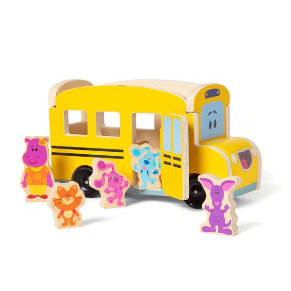 Imagem de Melissa &amp Doug Blue's Clues &amp You! Ônibus escolar de madeira pull-back (9 peças)