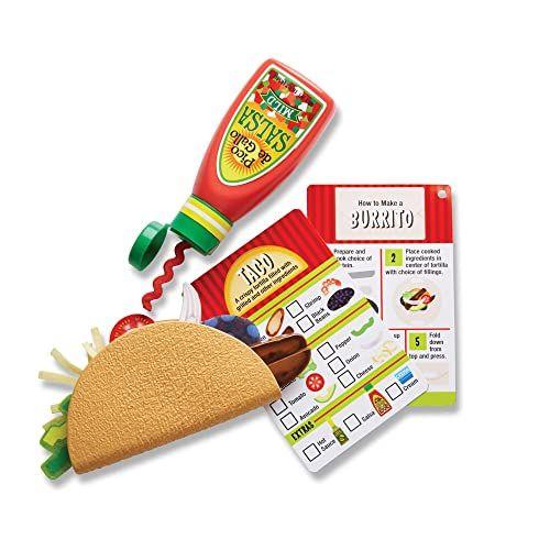 Imagem de Melissa &amp Doug Fill &amp Fold Taco &amp Tortilla Set, 43 Peças  Comida de Jogo Mexicana de Madeira Fatiada, Frigideira e muito Mais