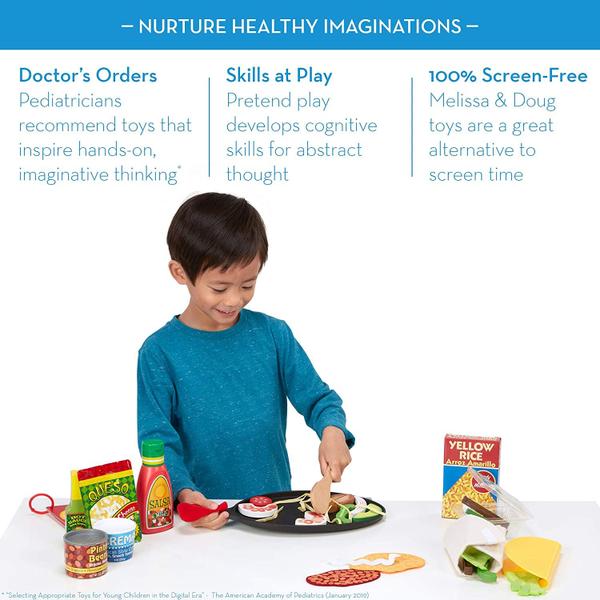 Melissa & Doug Fill & Fold Taco & Tortilla Set, 43 Peças Comida de Jogo Mexicana de Madeira Fatiada, Frigideira e muito Mais - Melissa & Doug Imagem de Melissa & Doug Fill & Fold Taco & Tortilla Set, 43 Peças Comida de Jogo Mexicana de Madeira Fatiada, Frigideira e muito Mais