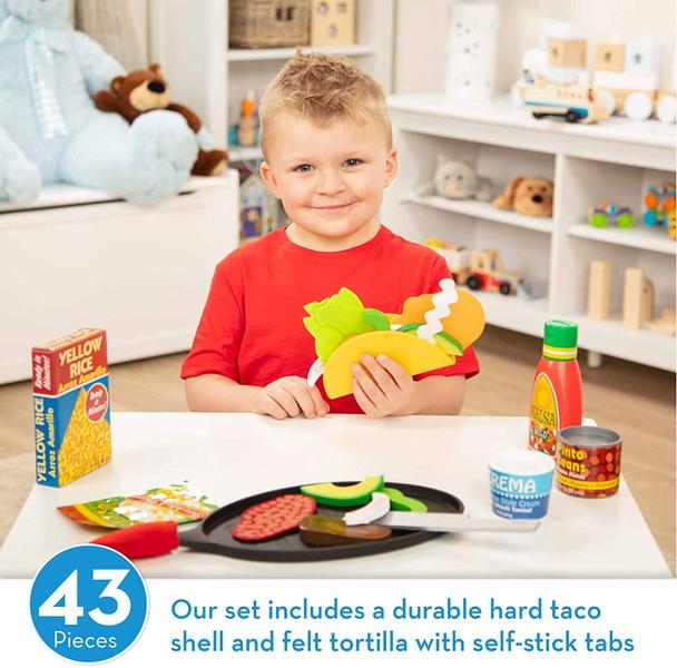 Melissa & Doug Fill & Fold Taco & Tortilla Set, 43 Peças Comida de Jogo Mexicana de Madeira Fatiada, Frigideira e muito Mais - Melissa & Doug Imagem de Melissa & Doug Fill & Fold Taco & Tortilla Set, 43 Peças Comida de Jogo Mexicana de Madeira Fatiada, Frigideira e muito Mais