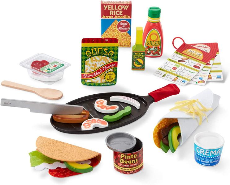 Melissa & Doug Fill & Fold Taco & Tortilla Set, 43 Peças Comida de Jogo Mexicana de Madeira Fatiada, Frigideira e muito Mais - Melissa & Doug Imagem de Melissa & Doug Fill & Fold Taco & Tortilla Set, 43 Peças Comida de Jogo Mexicana de Madeira Fatiada, Frigideira e muito Mais