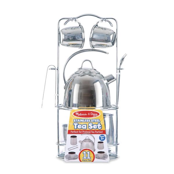 Melissa & Doug Steel Inoxidável Pretend Play Tea Set e Rack de Armazenamento para Crianças (11 pcs) - Melissa & Doug Imagem de Melissa & Doug Steel Inoxidável Pretend Play Tea Set e Rack de Armazenamento para Crianças (11 pcs)
