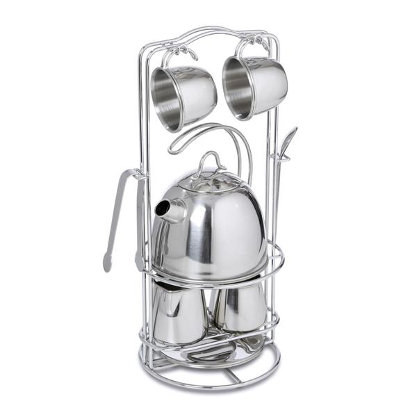 Melissa & Doug Steel Inoxidável Pretend Play Tea Set e Rack de Armazenamento para Crianças (11 pcs) - Melissa & Doug Imagem de Melissa & Doug Steel Inoxidável Pretend Play Tea Set e Rack de Armazenamento para Crianças (11 pcs)