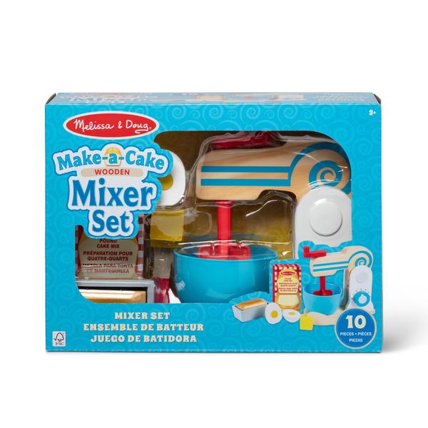 Melissa & Doug Wooden Make-a-Cake Mixer Set (11 pcs) - Play Food and Kitchen Accessories - Melissa & Doug Imagem de Melissa & Doug Wooden Make-a-Cake Mixer Set (11 pcs) - Play Food and Kitchen Accessories