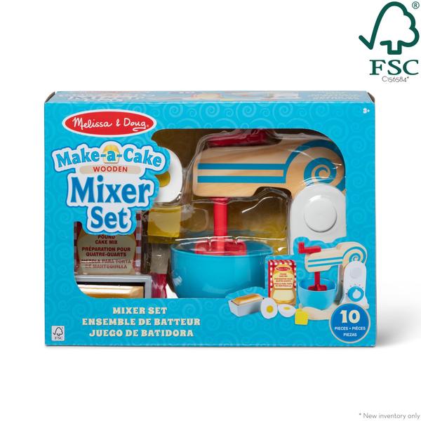 Melissa & Doug Wooden Make-a-Cake Mixer Set (11 pcs) - Play Food and Kitchen Accessories - Melissa & Doug Imagem de Melissa & Doug Wooden Make-a-Cake Mixer Set (11 pcs) - Play Food and Kitchen Accessories