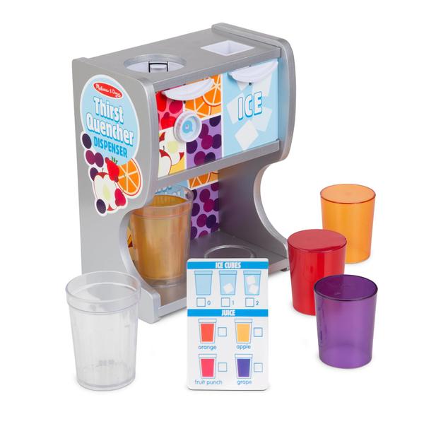 Imagem de Melissa & Doug Madeira Sede Quencher Drink Dispenser Com Copos, Pastilhas de Suco, Cubos de Gelo (10 pcs)