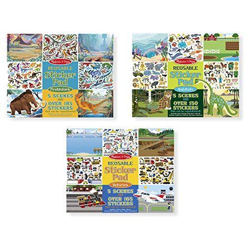 Imagem de Melissa & Doug Reusable Sticker Pads Set: Pré-histórico, Habitats e Veículos