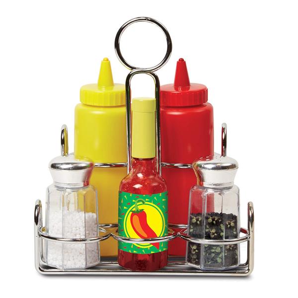 Imagem de Melissa & Doug Set Condimentos (6 pcs) - Comida de Brincar, Caddy Inox