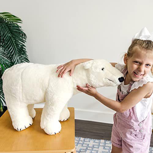 Imagem de Melissa & Doug Urso Polar Gigante - Animal de Pelúcia Realista (quase 3 pés de comprimento), Branco - Animais de Pelúcia Extra Grandes, Urso Polar de Pelúcia para Idades 3+