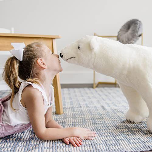 Imagem de Melissa & Doug Urso Polar Gigante - Animal de Pelúcia Realista (quase 3 pés de comprimento), Branco - Animais de Pelúcia Extra Grandes, Urso Polar de Pelúcia para Idades 3+